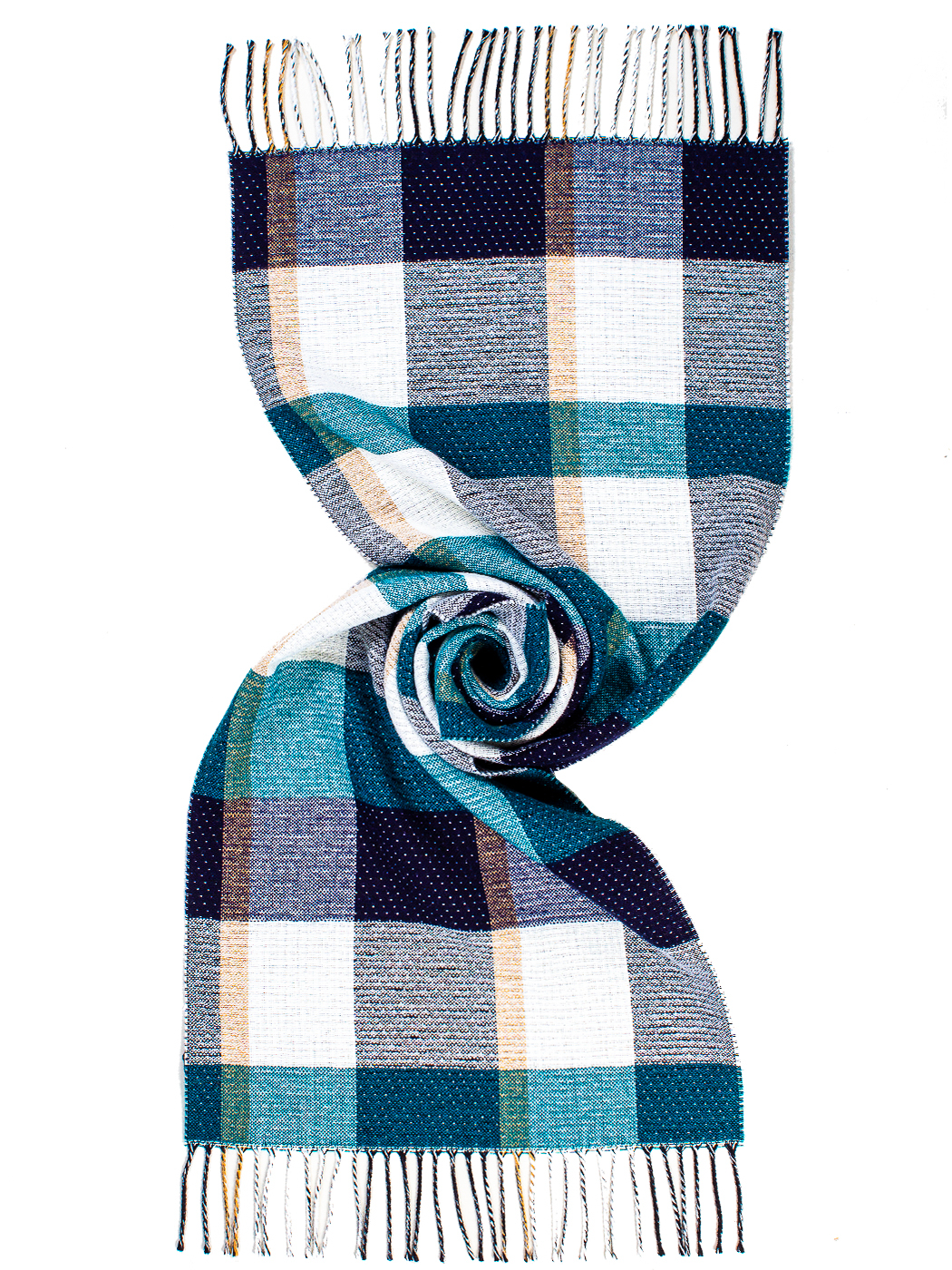 STOLA JACQAUARD CHECKED CON FRANGE 100% PC MADE IN ITALY